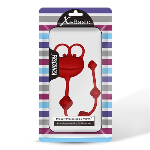 Silicone Frog Anal Beads-Red 25cm
