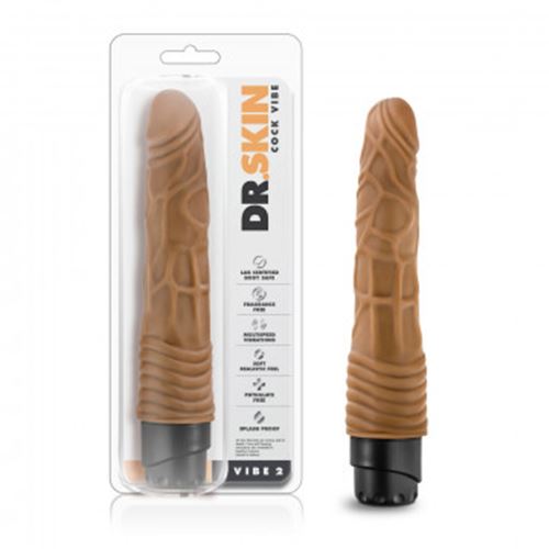 DR. SKIN - COCK VIBE 2 - 9 INCH VIBRATING COCK - MOCHA