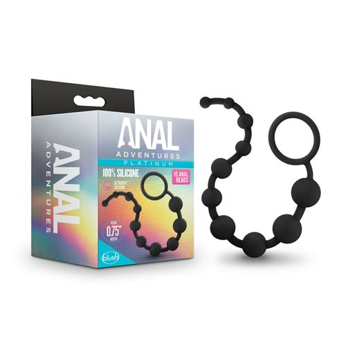 ANAL ADVENTURES PLATINUM - SILICONE 10 ANAL  BEADS - BLACK