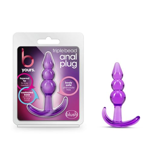 B YOURS - TRIPLE BEAD ANAL PLUG - PURPLE