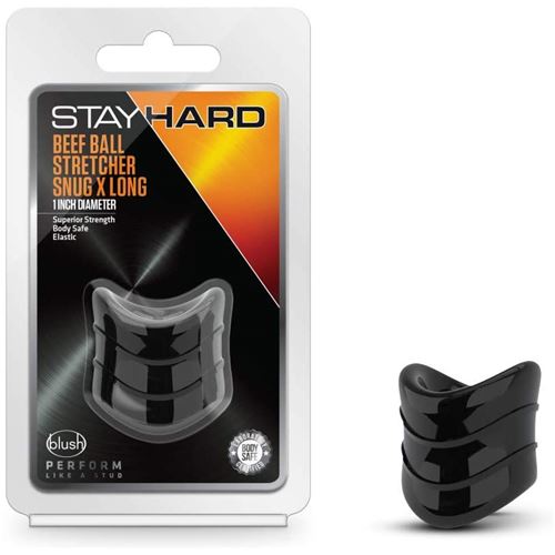 STAY HARD - BEEF BALL STRETCHER SNUG X LONG - 1 INCH DIAMETER - BLACK