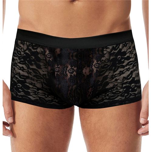BOXER ENCAJE ELASTIZADO  TALLE:U COLOR:NEGRO