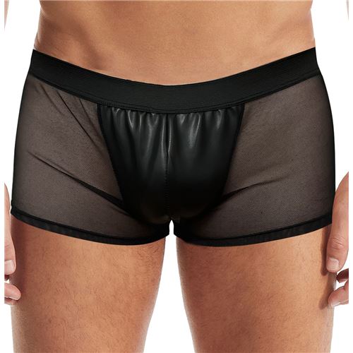 BOXER TUL ELAST. C/FRENTE ECO CUERO TALLE:U COLOR:NEGRO