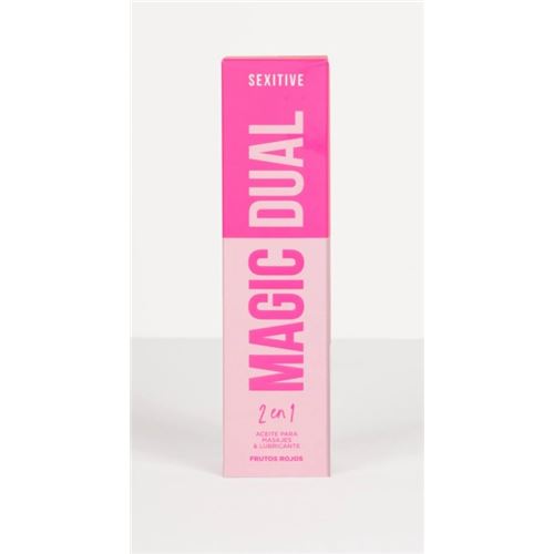 MAGIC DUAL ACEITE SENSUAL PARA MASAJES Y LUBRICANTE- AROMA FRUTOS ROJOS