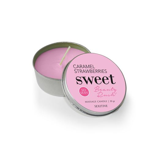 MASSAGE CANDLE SWEET BEAUTY RUSH - CARAMEL STRAWBERRIES - 30 GR -