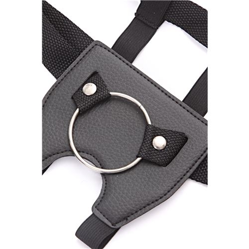 CINTURÓN MASCULINO PARA DILDO - DOBLE PENETRACIÓN -CON ARO 5CM - CORREA REGULABLE - NEGRO