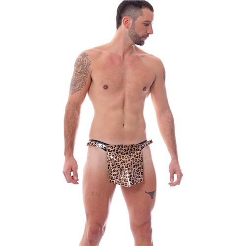 TAPARRABOS TARZAN ECO CUERO ANIMAL PRINT DORADO