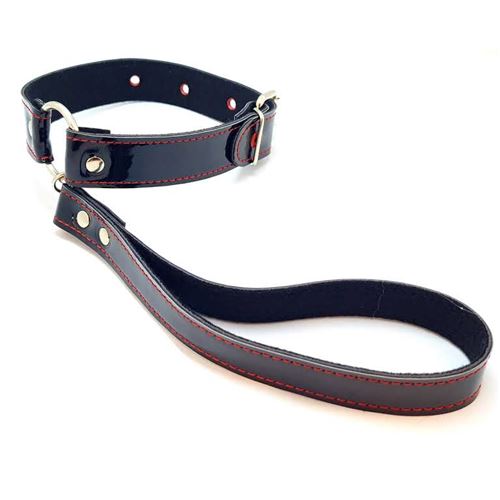 COLLAR LUXURY REFORZADO CON CORREA CORTA CHAROL ECO-CUERO