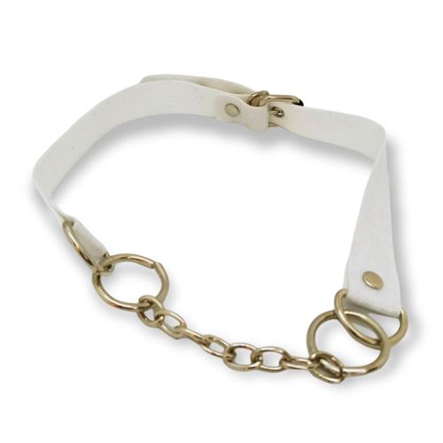 MORDAZA ECO-CUERO BLANCO CON CADENA