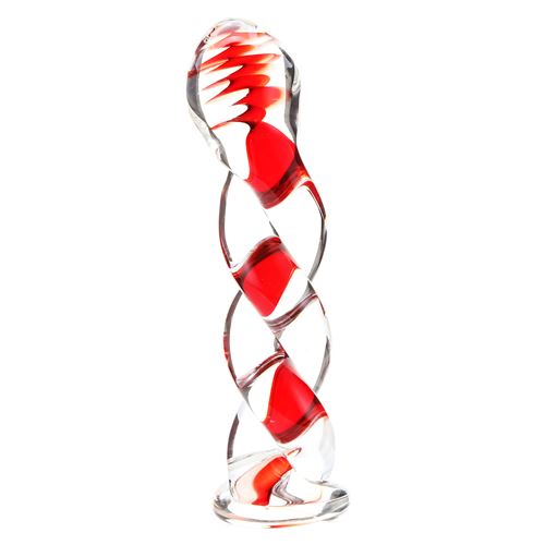 GLASS DILDO RUBY SWIRL
