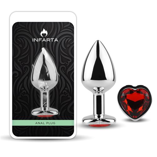 ANAL PLUG HEART LOVE METAL MEDIUM RED