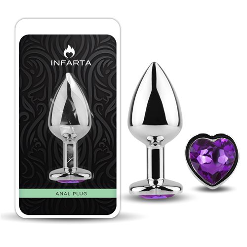 ANAL PLUG HEART LOVE METAL MEDIUM PURPLE