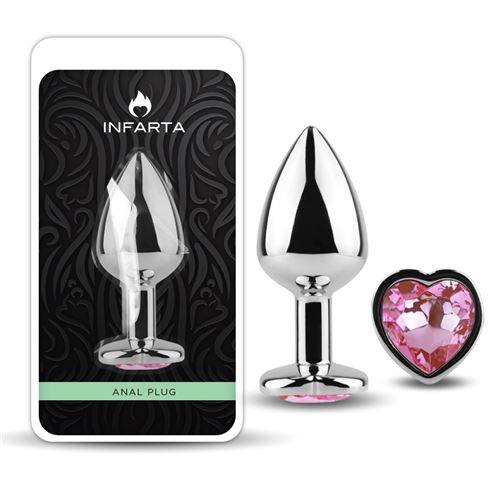 ANAL PLUG HEART LOVE METAL MEDIUM PINK