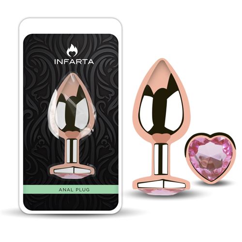 ANAL PLUG HEART LOVE ROSE METAL MEDIUM ROSY