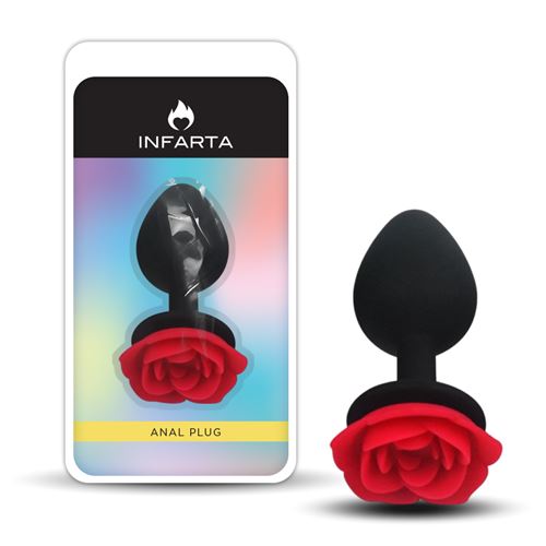 ANAL PLUG FLOWER SILICONE MEDIUM RED