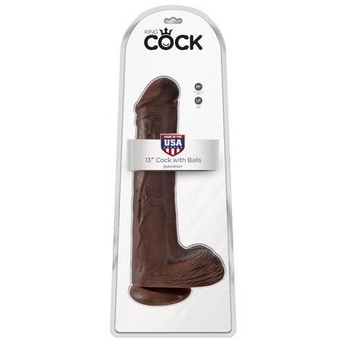 KING COCK REALISTIC DILDO WITH BALLS BROWN 33CM